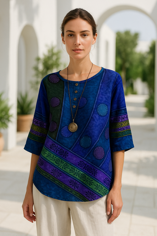 Myla | Retro Bohemien Print Bluse 0