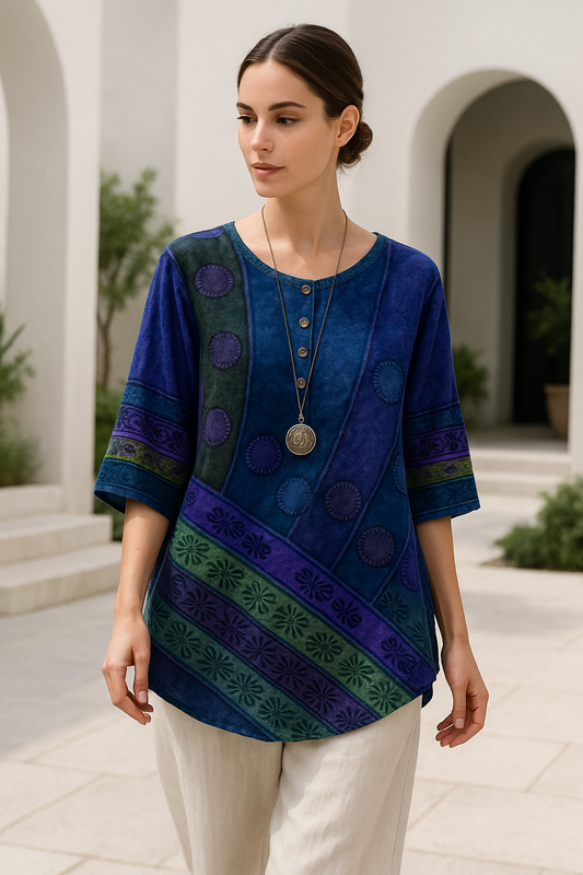 Myla | Retro Bohemien Print Bluse 1