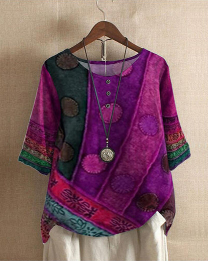 Myla | Retro Bohemien Print Bluse 5