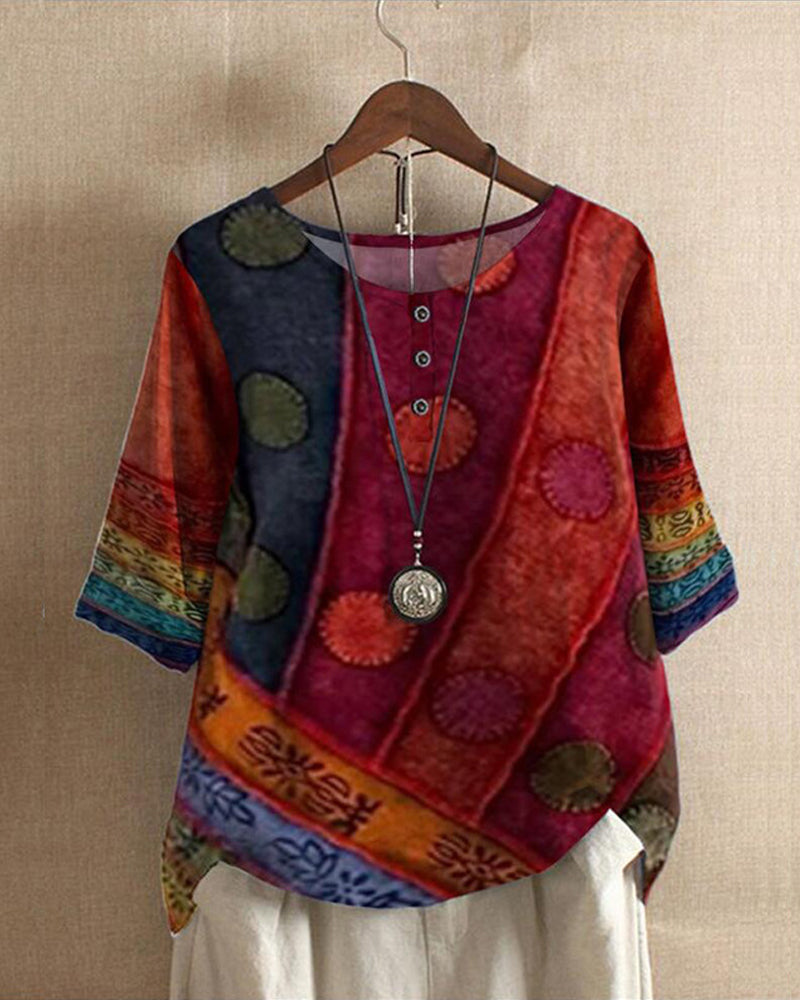 Myla | Retro Bohemien Print Bluse 6