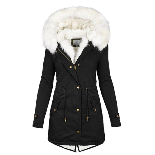 WW Elegante Winterjacke mit Kapuze und Knopfdetail Hause Lune
