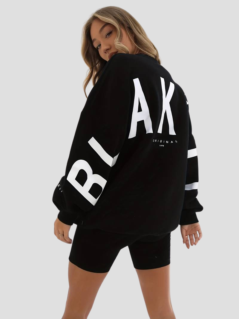 Nina | Lässiges Sweatshirt Damen Mit Rundem Hals Und Langen Ärmeln In Schwarz 5
