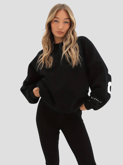 Nina | Lässiges Sweatshirt Damen Mit Rundem Hals Und Langen Ärmeln In Schwarz 3