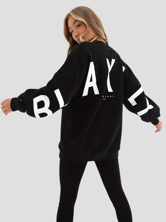 Nina | Lässiges Sweatshirt Damen Mit Rundem Hals Und Langen Ärmeln In Schwarz 2