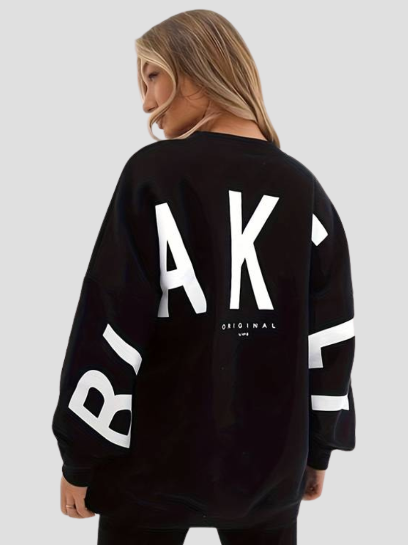 Nina | Lässiges Sweatshirt Damen Mit Rundem Hals Und Langen Ärmeln In Schwarz 4