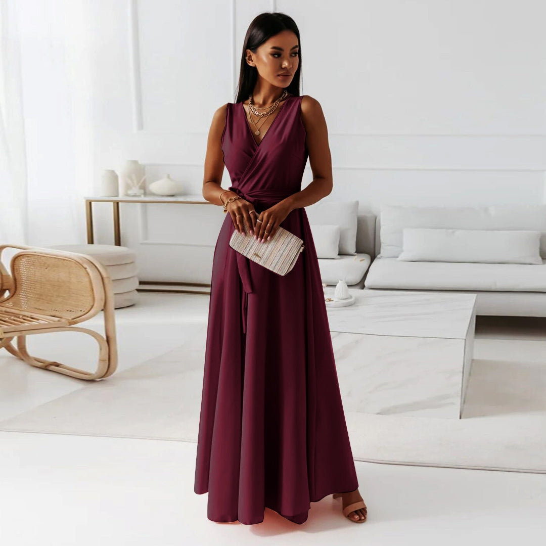 Lena | Damen Maxikleid Ärmellos Mit V-Ausschnitt Für Sommer & Festliche Anlässe 3