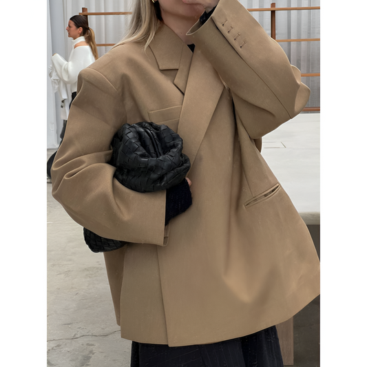 Oversized Blazer für Damen – Asymmetrisches Design, 100% Spandex 0