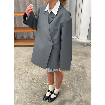 Oversized Blazer für Damen – Asymmetrisches Design, 100% Spandex 2