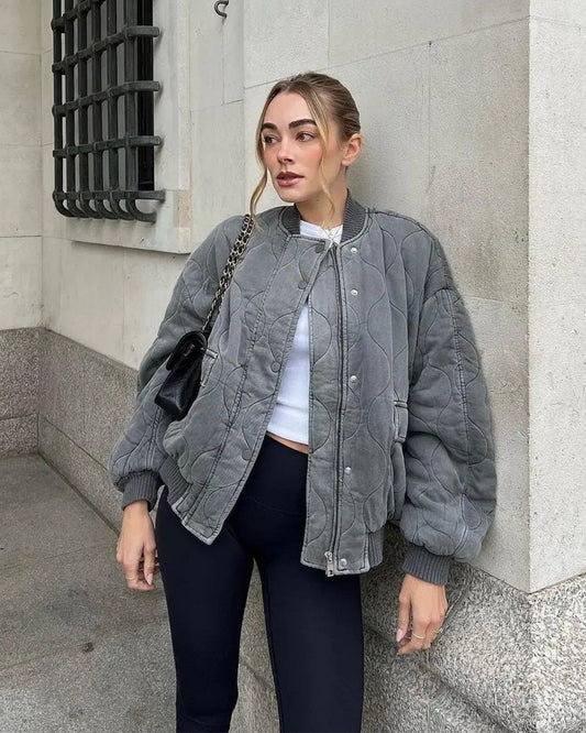 Oversized Bomberjacke für Damen – Weiche Fütterung, Trendy 0