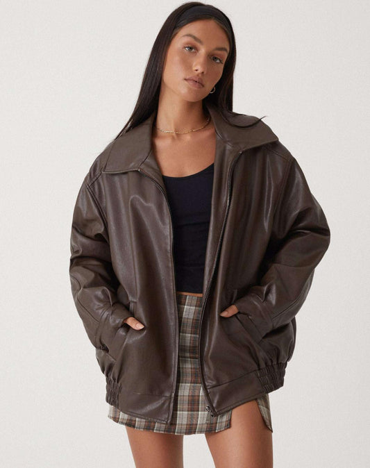 Oversized Leren Jack für Damen – Hochwertiges Leder, Vielseitig 0