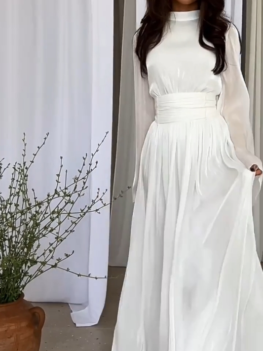 PERNILLE Elegante Maxi Abaya Kleid – Fließender Stoff mit Taillengürtel 0