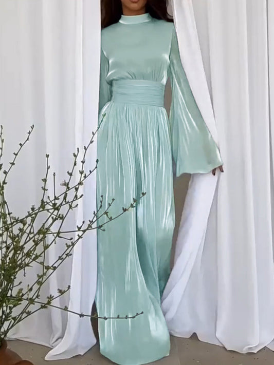 PERNILLE Elegante Maxi Abaya Kleid – Fließender Stoff mit Taillengürtel 1