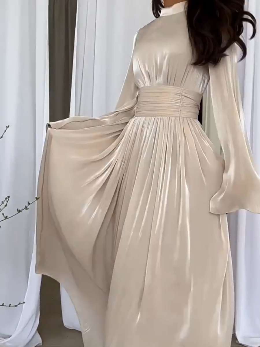 PERNILLE Elegante Maxi Abaya Kleid – Fließender Stoff mit Taillengürtel 2