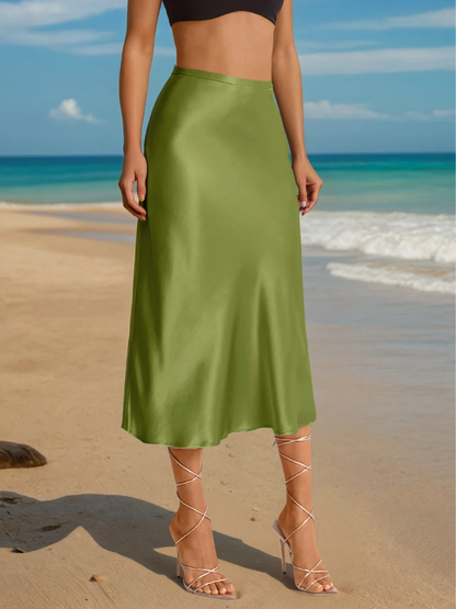 Pien | Eleganter Damenrock aus Satin im Midi-Stil für vielseitige Anlässe 4