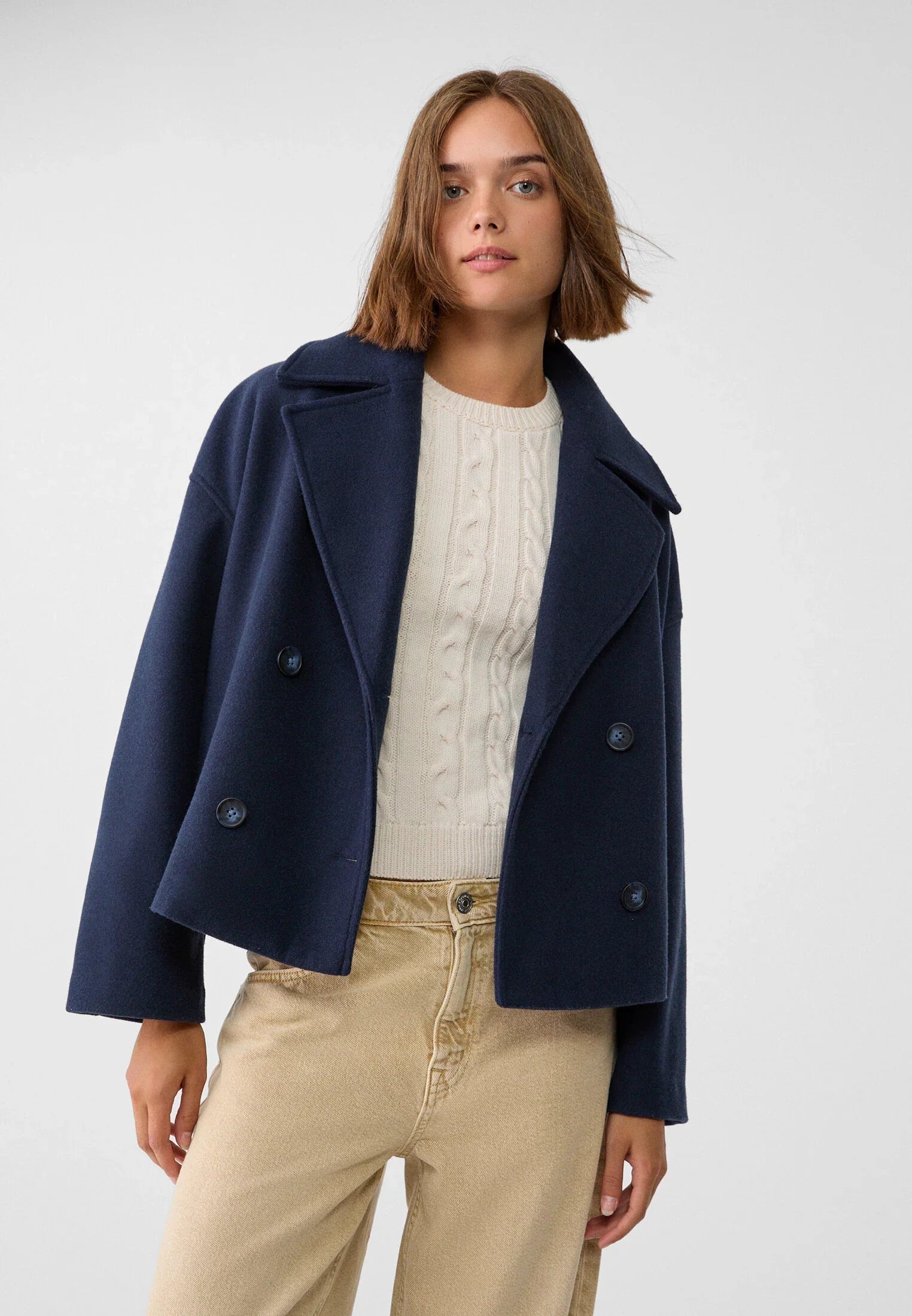 RIA Cropped Blazer für Damen – Elegante doppelte Knopfverschluss 5