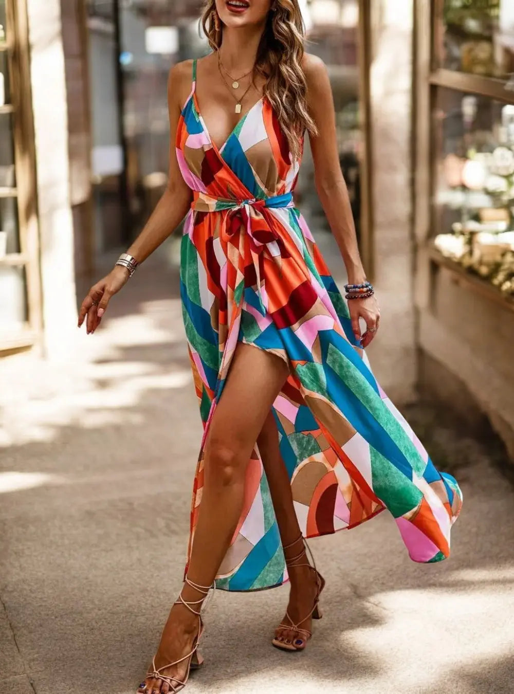 Regina | Elegante, Farbenfrohe Maxi-Jurk Mit Spaghettiträgern Für Sommeranlässe 1