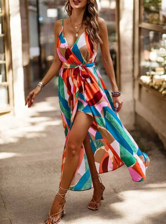 Regina | Elegante, Farbenfrohe Maxi-Jurk Mit Spaghettiträgern Für Sommeranlässe 1