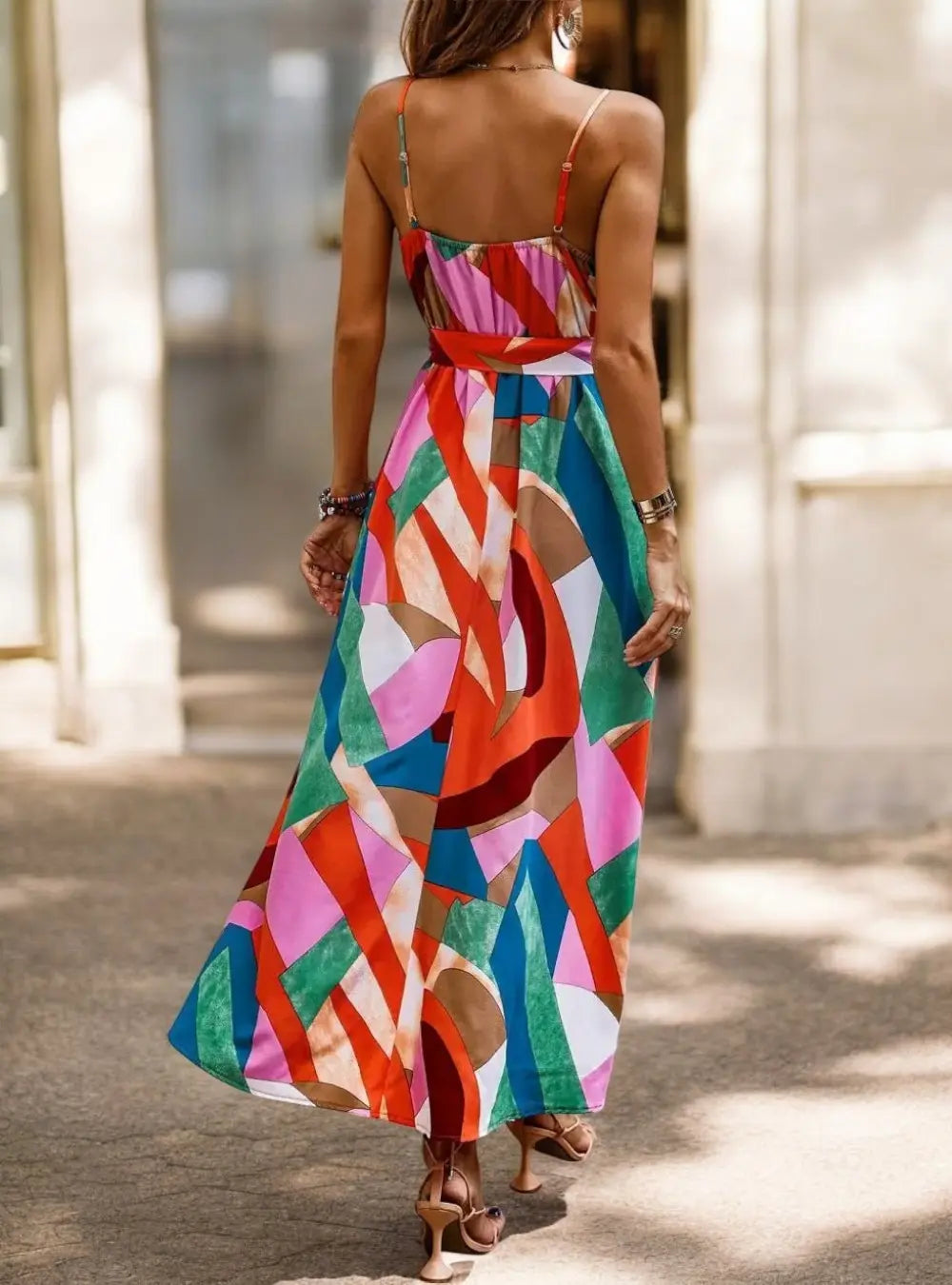 Regina | Elegante, Farbenfrohe Maxi-Jurk Mit Spaghettiträgern Für Sommeranlässe 2