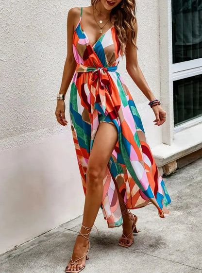 Regina | Elegante, Farbenfrohe Maxi-Jurk Mit Spaghettiträgern Für Sommeranlässe 4