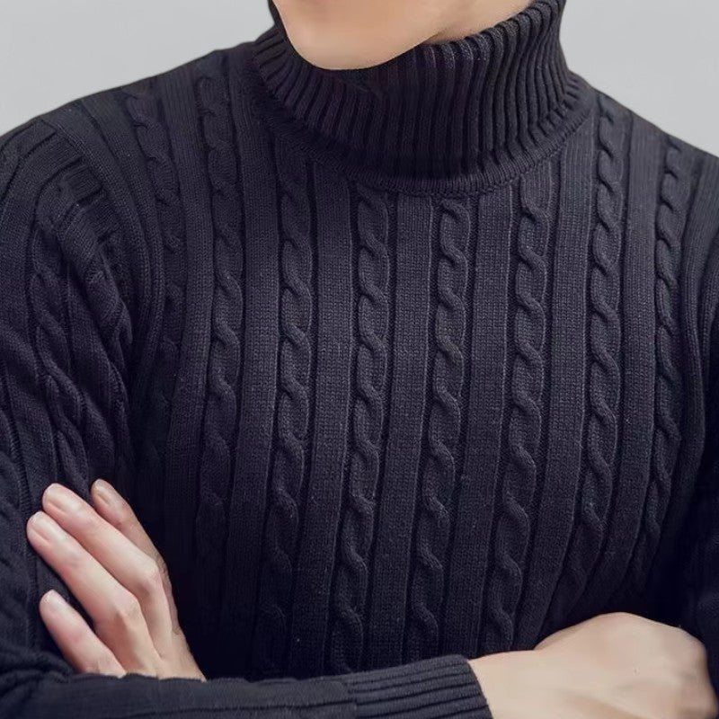 Herren Slim-Fit Gestrickter Turtleneck Hause Lune