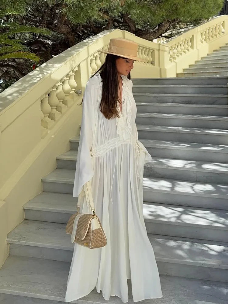 Maxi Kleid | Elegantes Maxikleid Mit Rüschenkante Für Hochzeitsgäste Und Sommerveranstaltungen 5