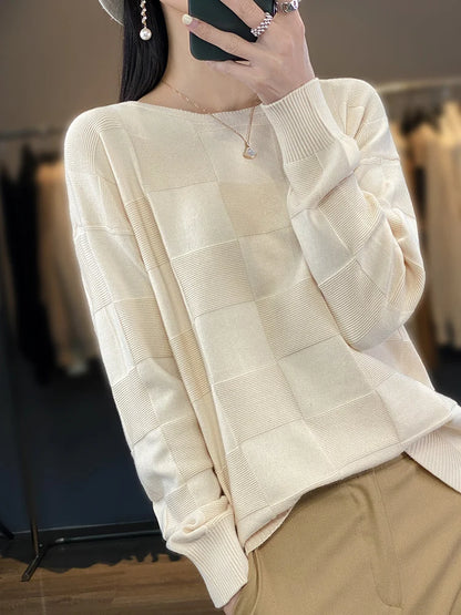 Damen Geometrischer Rundhals Pullover Hause Lune