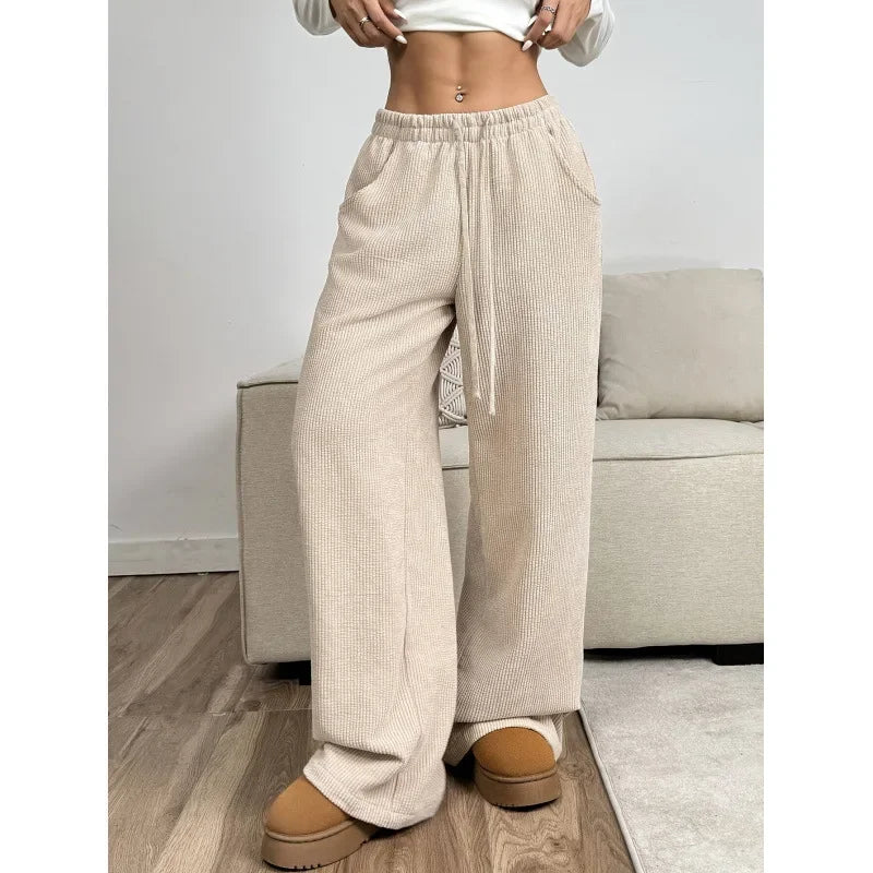 Damen Trendige Hoch Tailliert Cordhose | Entspannte Passform Hause Lune