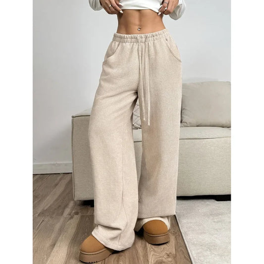 Damen Trendige Hoch Tailliert Cordhose | Entspannte Passform Hause Lune