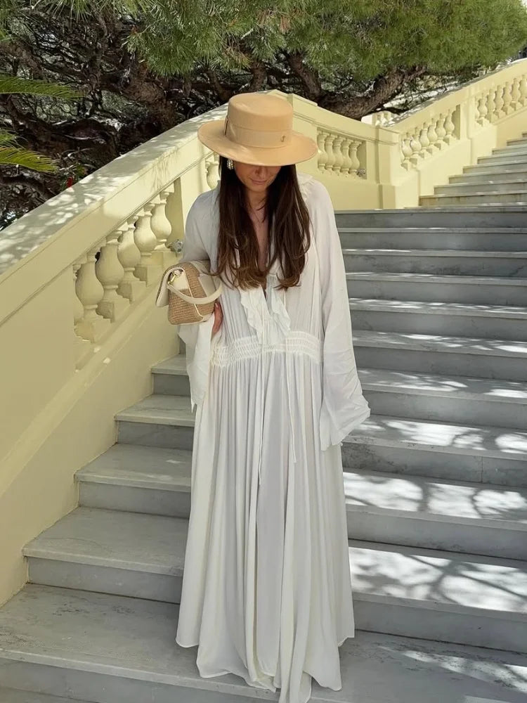 Maxi Kleid | Elegantes Maxikleid Mit Rüschenkante Für Hochzeitsgäste Und Sommerveranstaltungen 3
