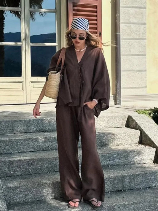 Anna | Lässige Braune Baumwoll-Hemdhose Mit Elastischer Taille 5