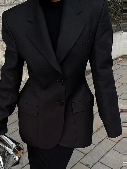 Schwarzer Blazer | Eleganter Damen Blazer aus Polyester in Größe M 4