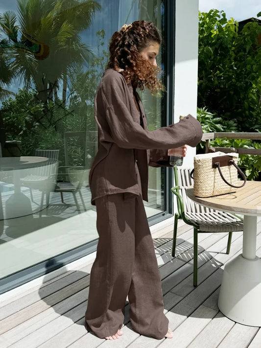 Anna | Lässige Braune Baumwoll-Hemdhose Mit Elastischer Taille 2
