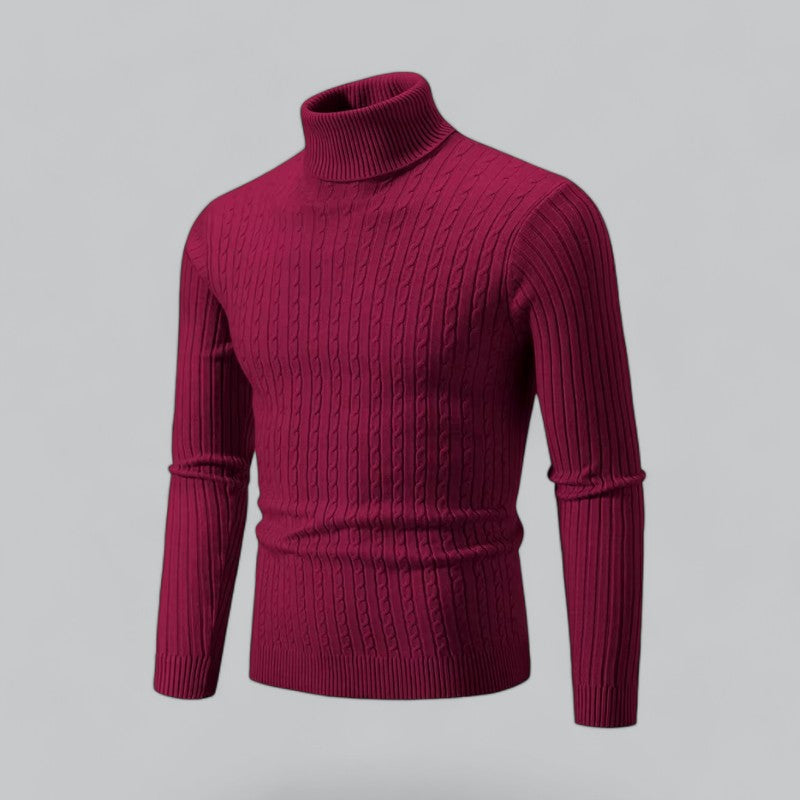 Herren Slim-Fit Gestrickter Turtleneck Hause Lune