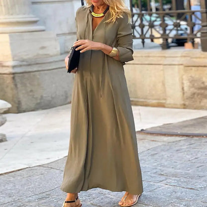 Jytte | Elegantes Damenkleid Mit V-Cut Und Schnürung Für Stilvolle Looks-4