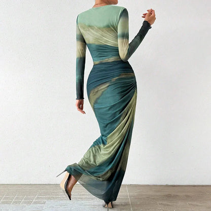 Yanisha | Elegantes Maxikleid Langarm für Damen im Sommer-5