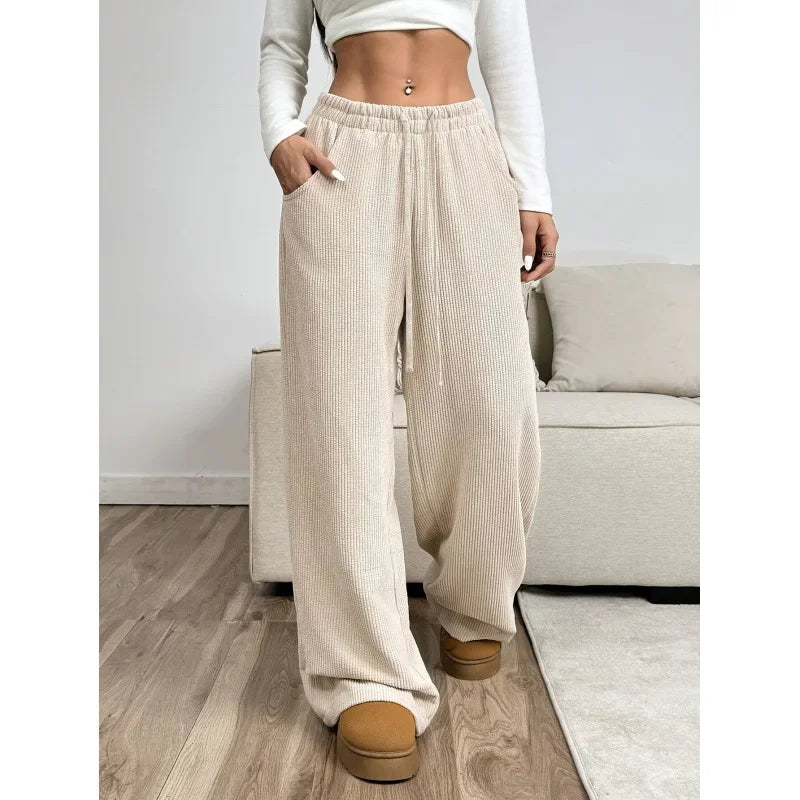 Damen Trendige Hoch Tailliert Cordhose | Entspannte Passform Hause Lune