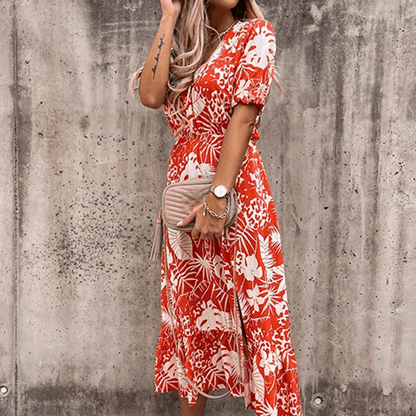 Zoey | Elegantes Sommerkleid Damen Mit Blumenmuster Und Schlitz Für Unvergessliche Sommermomente 4