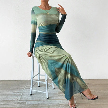 Yanisha | Elegantes Maxikleid Langarm für Damen im Sommer-4