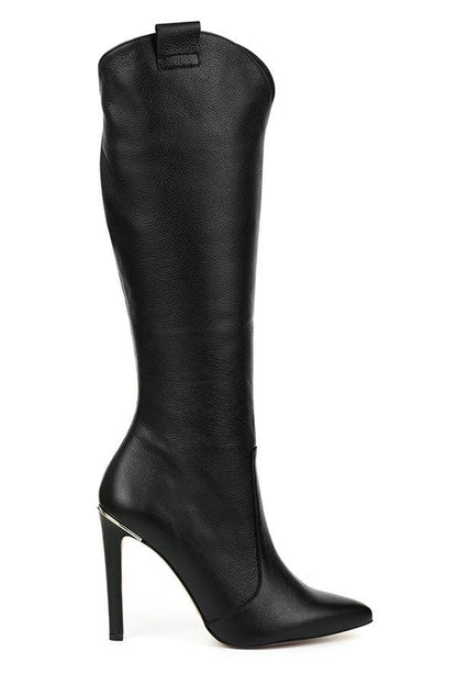 SHANTEL Damen Stiefel – Schwarzes Synthetikleder, 8 cm Absatz 9
