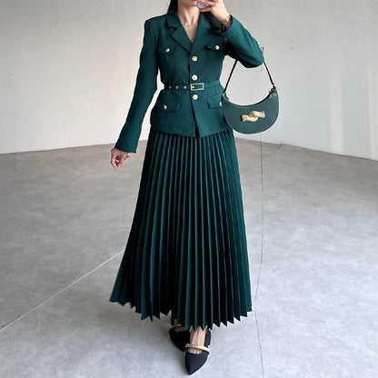 Variant image for Lydia | Eleganter Damenanzug Schwarz Mit Blazer Und Gefaltetem Rock-7