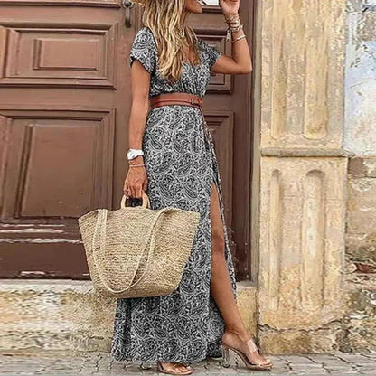 Sarah | Elegantes Maxikleid Sommer Für Damen Mit V-Ausschnitt Und Vintage-Muster 5