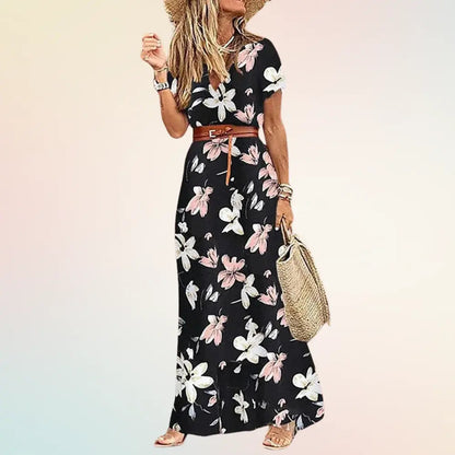 Sarah | Elegantes Maxikleid Sommer Für Damen Mit V-Ausschnitt Und Vintage-Muster 9