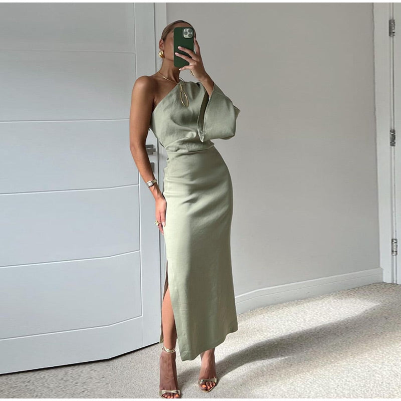 Sarah | One-Shoulder Maxi Kleid 0