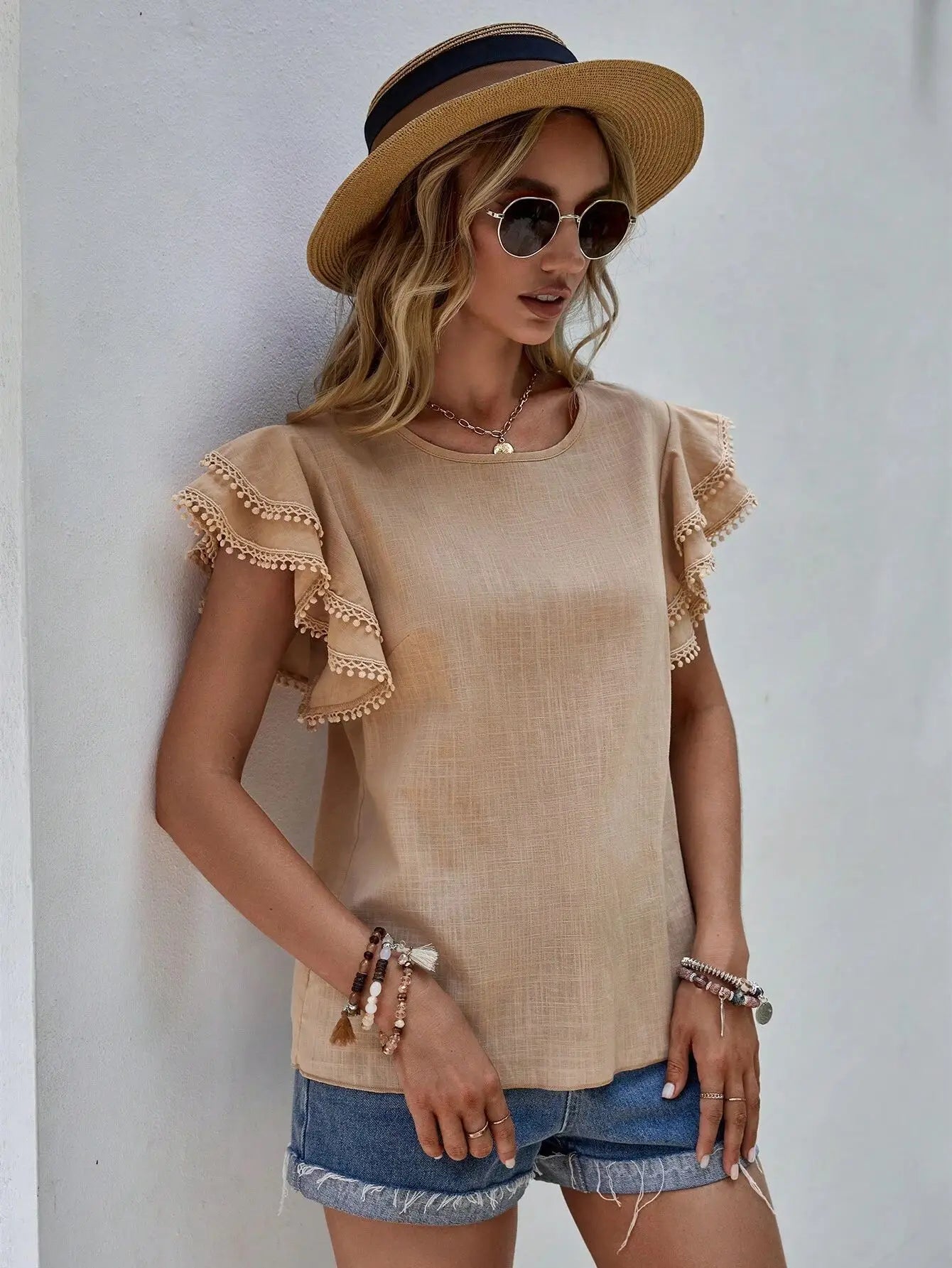 Variant image for Camilia | Elegante Bluse mit Rüschenärmeln für Damen, Vielseitige Festliche Bluse-11