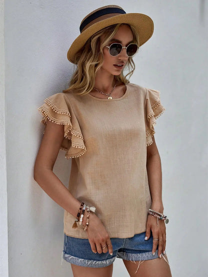 Variant image for Camilia | Elegante Bluse mit Rüschenärmeln für Damen, Vielseitige Festliche Bluse-11