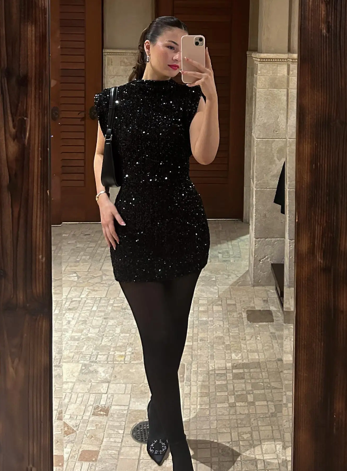 Lara | Schwarzes Glitzerkleid Für Silvester Und Festliche Anlässe 3