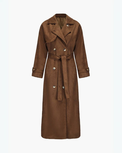 Schwarzer Trenchcoat Damen – Oversized Imitationsleder mit Gürtel, Elegant 0