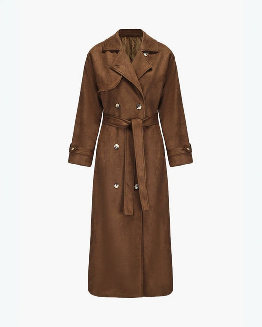 Schwarzer Trenchcoat Damen – Oversized Imitationsleder mit Gürtel, Elegant 0