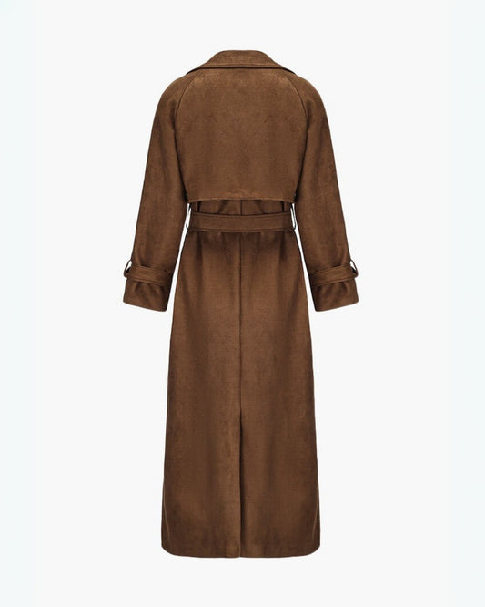 Schwarzer Trenchcoat Damen – Oversized Imitationsleder mit Gürtel, Elegant 1