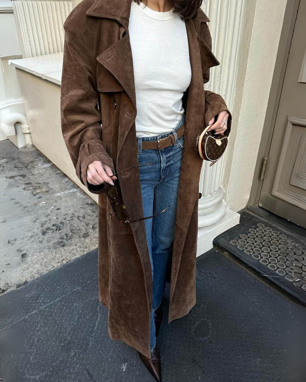 Schwarzer Trenchcoat Damen – Oversized Imitationsleder mit Gürtel, Elegant 6